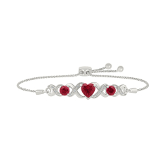 Heart Created Ruby and Diamond Accent XOXO Sterling Silver Bolo Bracelet 1