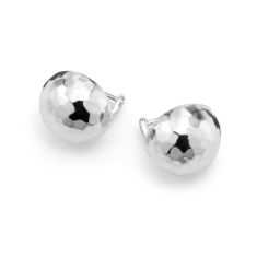 IPPOLITA Silver Half Hammered Clip Earrings - CLASSICO 1