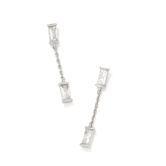 Kendra Scott Juliette Drop Earrings in White Crystal, Rhodium-Plated 1