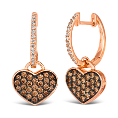Le Vian® 5/8ctw Chocolate Diamonds® and Nude Diamonds™ in 14k Strawberry Gold® Heart Earrings 1