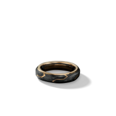 Men's David Yurman Forged Carbon Band Ring with 18K Yellow Gold, 6mm 1