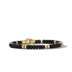 Men's David Yurman Hex Bead Bracelet with Black Onyx and 18K Yellow Gold - Medium 1