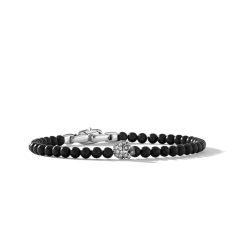 Men's David Yurman Memento Mori Skull Bracelet in Sterling Silver with Black Onyx and Pave Diamonds 1