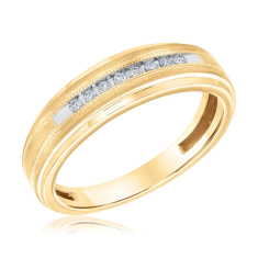 1/10ctw Diamond Milgrain Yellow Gold Ring | Men's 1