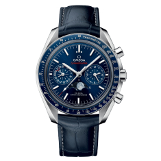 OMEGA Speedmaster Moonphase Co-Axial Master Chronometer Chronograph Blue Dial Leather Strap Watch | 44.25mm | O30433445203001 1