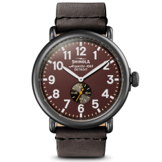 Men's Shinola The Runwell Rustic Red Dial Black Leather Strap Watch S0120223881 1