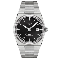 Men's Tissot T-Classic PRX Powermatic 80 Black Dial Stainless Steel Watch T1374071105100 1