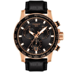 Tissot T-Sport Supersport Chrono Black Dial and Black Leather Strap Watch 45.5mm - T1256173605100 1