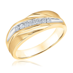 Men's 1/2ctw Seven Diamond 14k Yellow Gold Ring 1
