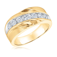 Men's 1ctw Round Diamond Yellow Gold Ring 1