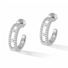 Messika Move 1/2ctw Diamond Pave White Gold Hoop Earrings 1