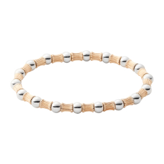 Metal Alchemist Precious Metal Gold-Filled Ribbed and Sterling Silver Sphere Beaded Stretch Bracelet 1