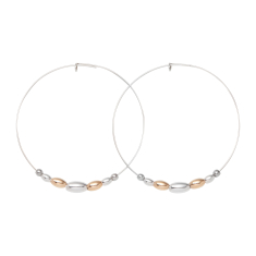 Metal Alchemist Precious Metals Oval Beaded Two-Tone Hoop Earrings 1