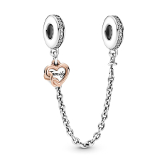 Final Sale - Pandora Family Heart Safety Chain Charm, Rose Gold-Plated 1