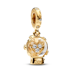 Pandora Heart Snowflake Snow Globe Gold-Plated Dangle Charm 1