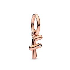 Final Sale - Pandora Letter F Script Alphabet Dangle Charm | Rose Gold-Plated 1