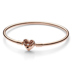 Final Sale - Pandora Moments Heart & Butterfly Bangle Bracelet | Rose Gold-Plated 1