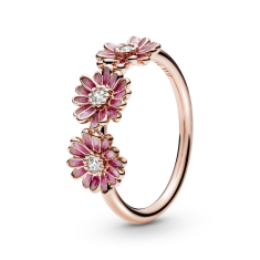 Pandora Pink Daisy Flower Trio Ring, Rose Gold-Plated 1