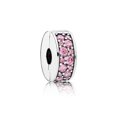 Pandora Shining Elegance Clip with Pink Cubic Zirconia and Silicone Grip 1