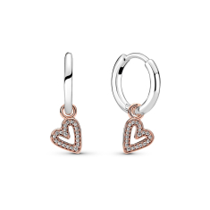 Pandora Sparkling Freehand Heart Hoop Earrings, Rose Gold-Plated 1