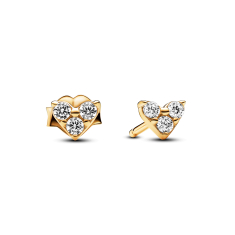 Pandora Triple Stone Heart Gold-Plated Stud Earrings 1