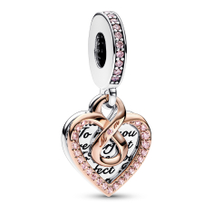 Pandora Two-Tone Infinity Heart Double Dangle Charm | Rose Gold-Plated 1