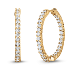 Roberto Coin Perfect Inside Out 1 1/2ctw Diamond Yellow Gold Hoop Earrings 1