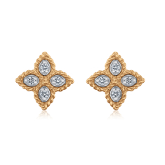 Roberto Coin Princess Flower Small Yellow Gold Stud Earrings 1/15ctw 1
