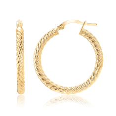 Yellow Gold Rope Twist Hoop Earrings | 26mm 1