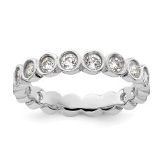 Round White Topaz Sterling Silver Stackable Ring 1