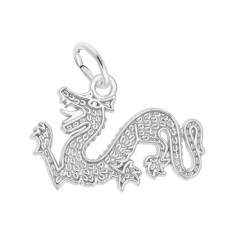 Sterling Silver Chinese Serpent Dragon Flat Charm 1