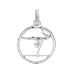Sterling Silver Gymnast on Balance Beam Cut-Out Flat Charm 1