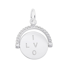 Sterling Silver I Love You Spinner 3D Charm 1
