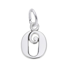 Sterling Silver Initial O Flat Charm 1