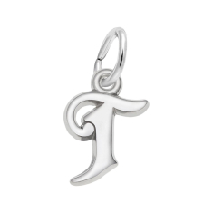 Sterling Silver Initial T Flat Charm 1