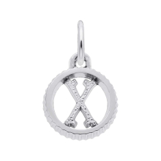 Sterling Silver Initial X Small Open Disc Flat Charm 1