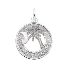 Sterling Silver Palmetto Crescent Moon Flat Charm 1
