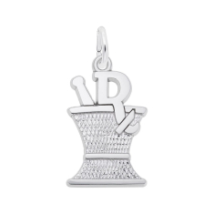 Sterling Silver Pharmacy Mortar and Pestle Flat Charm 1