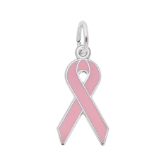 Sterling Silver Pink Ribbon Flat Charm 1