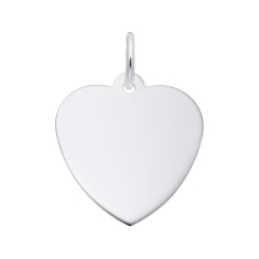 Sterling Silver Small Classic Series Plain Heart Flat Charm 1