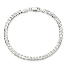 Sterling Silver Solid Curb Chain Bracelet | 4.5mm | 8 Inches 1