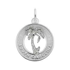Sterling Silver South Carolina Palm Tree Ring Flat Back 2D Charm 1