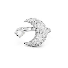 Swarovski Crystal and Zirconia Luna Rhodium Plated Open Moon Ring 1