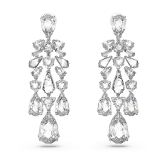 Swarovski Crystal Mesmera Rhodium-Plated White Chandelier Clip-On Earrings 1