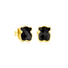 TOUS Color Bear Black Onyx Gold-Plated Stud Earrings 1
