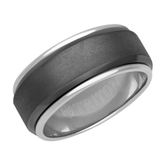 TRITON Grey Tantalum and White Gold Sleeve Comfort Fit Wedding Band 9mm 1