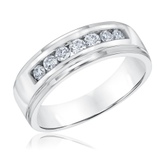 Men's 1/2ctw Diamond 14k White Gold Channel Set Wedding Band 1
