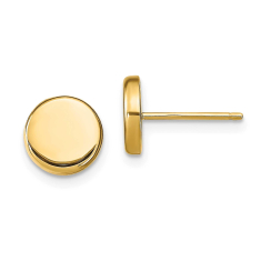 Yellow Gold Button Stud Earrings 1