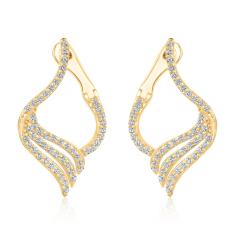 Yellow Gold Diamond Front Back Earrings 1/2ctw 1