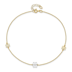 Yellow Gold Flower Station Anklet 1